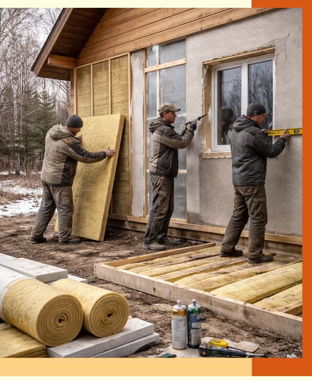 Утепление дачного дома в Новоалтайске от 4856 руб/м2 — недорого | ТепломастерНвл
