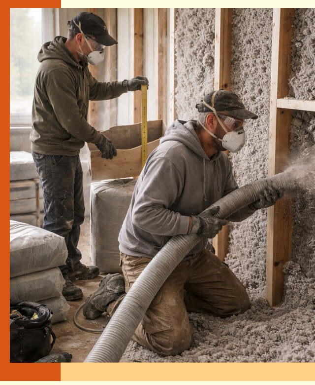 Утепление таунхауса эковатой в Новоалтайске для максимально теплых стен