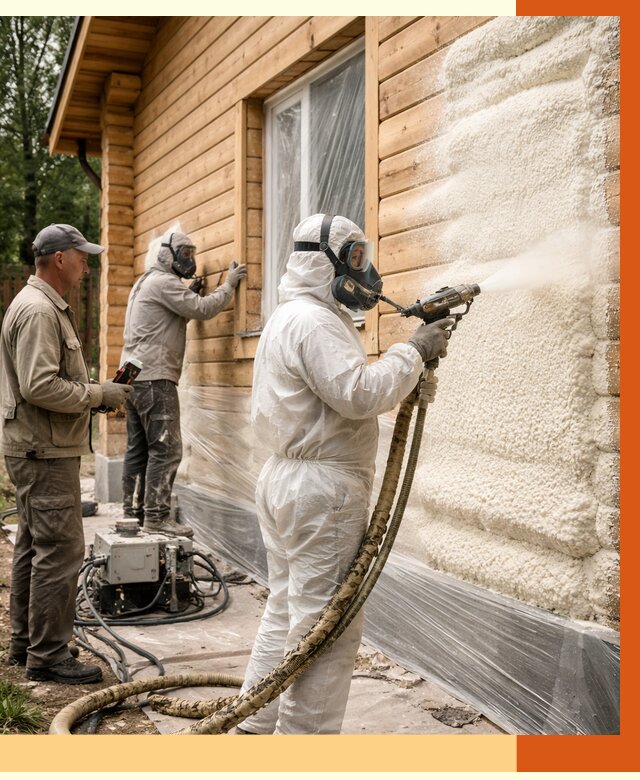 Утепление дома из бруса ППУ в Новоалтайске от 3936 руб/м2 под ключ | ТепломастерНвл