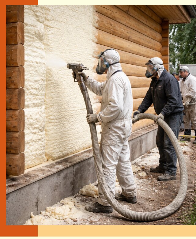 Утепление дома из бруса пенополиуретаном в Новоалтайске