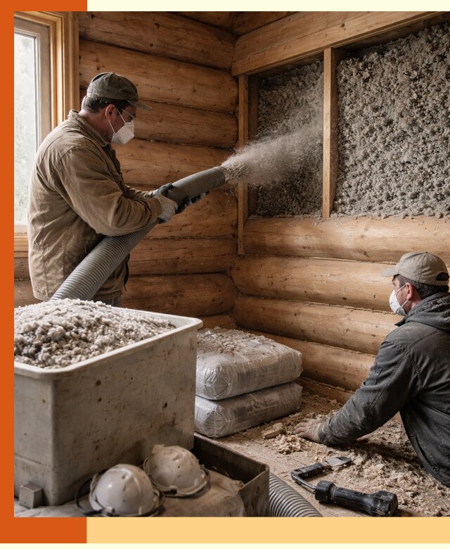 Утепление дома из бруса эковатой в Новоалтайске