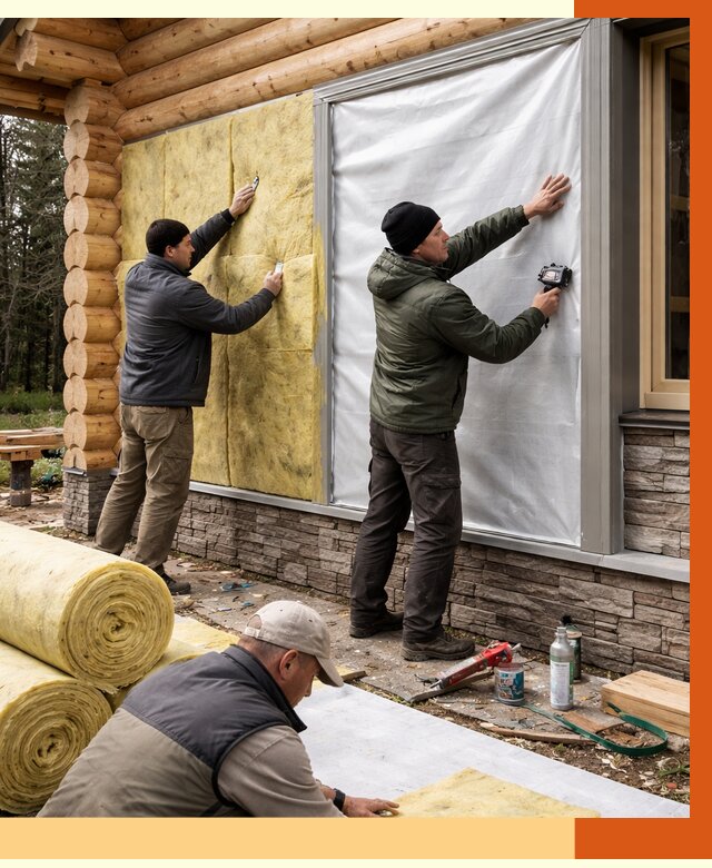 Утепление бревенчатого дома в Новоалтайске от 7821 руб/м2 — заказать под ключ | ТепломастерНвл