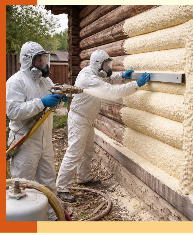 Утепление бревенчатого дома ППУ в Новоалтайске эффективной изоляцией