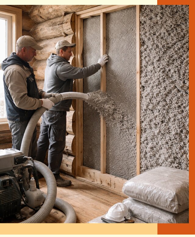 Утепление бревенчатого дома эковатой в Новоалтайске от 2812 руб. | ТепломастерНвл