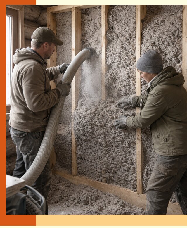 Утепление бревенчатого дома эковатой в Новоалтайске