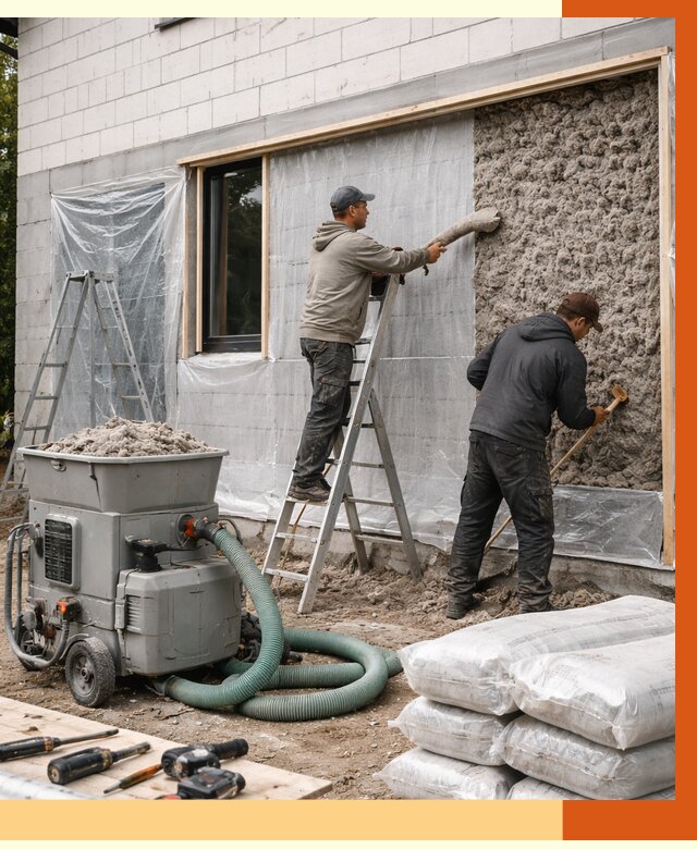 Утепление дома из газобетона эковатой в Новоалтайске от 4601 руб./м2 | ТепломастерНвл