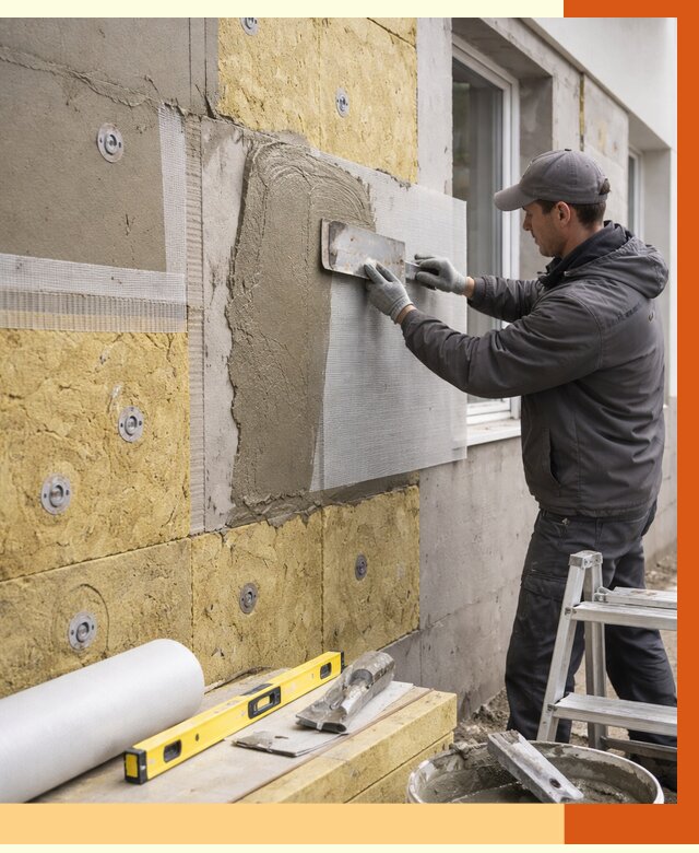 Утепление фасада под штукатурку в Новоалтайске от 4294 руб/м2 — монтаж пенопластом и минватой | ТепломастерНвл