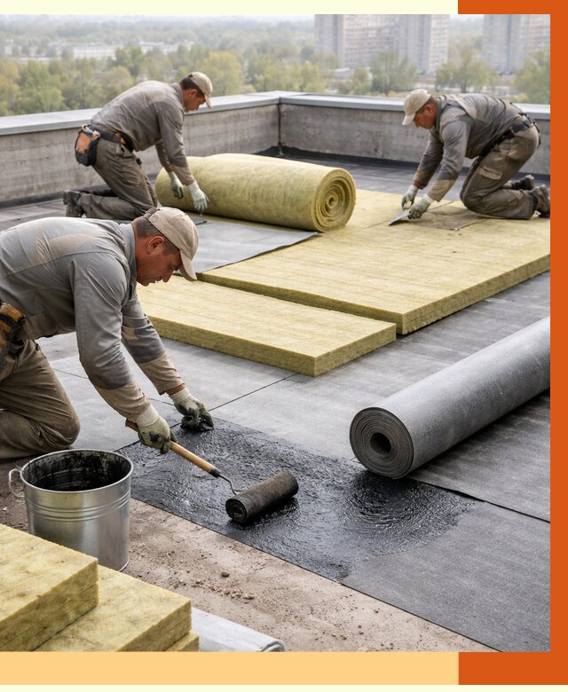 Утепление плоской крыши в Новоалтайске от 7361 руб./м2 под ключ | ТепломастерНвл