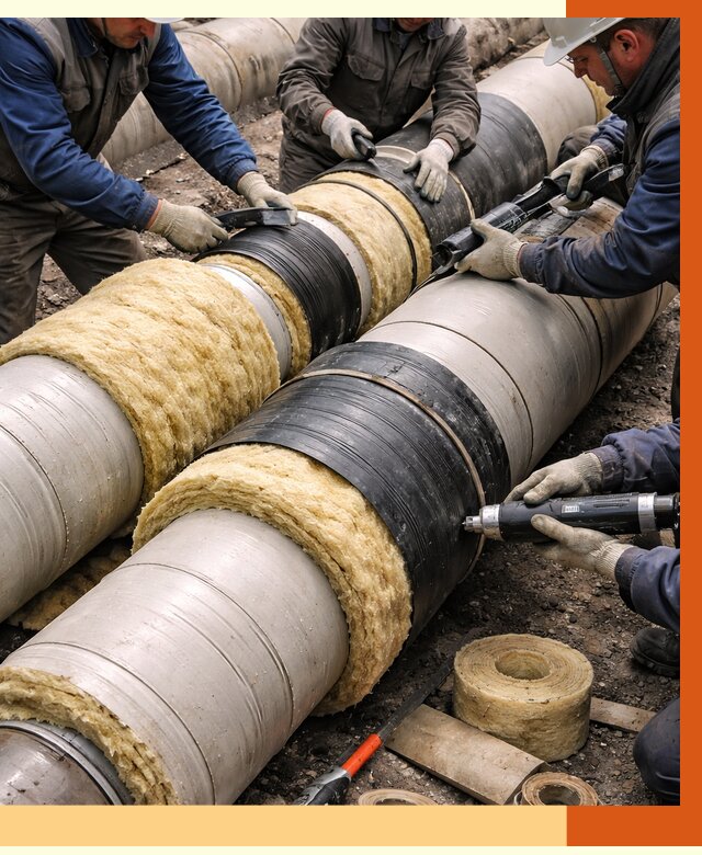 Утепление трубопровода в Новоалтайске под ключ от 1891 руб. — надежно и выгодно | ТепломастерНвл