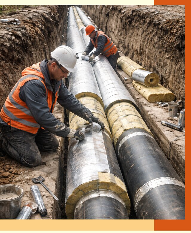 Утепление теплотрассы в Новоалтайске от 4601 руб./м2 — ппу и комплексная изоляция | ТепломастерНвл