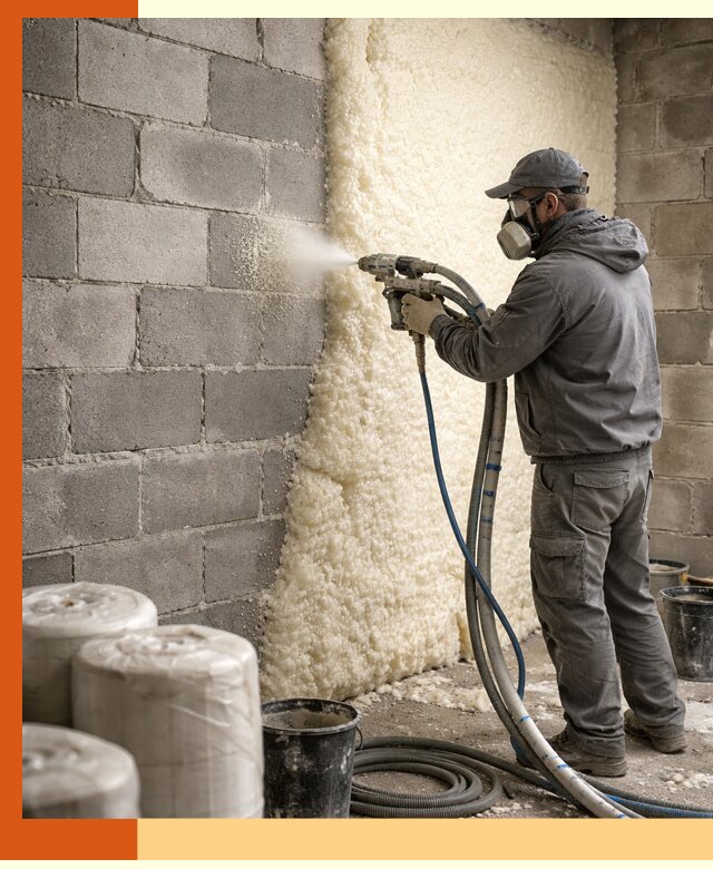 Утепление блочной стены ППУ в Новоалтайске качественно и надёжно