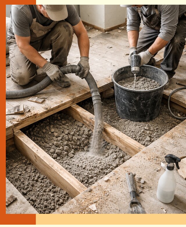 Заполнение пустот пола в Новоалтайске полиуретаном и пенополистиролом