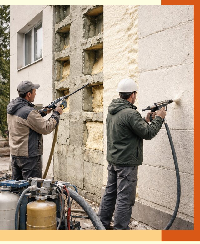 Заполнение пустот фасада в Новоалтайске от 4601 руб. — утепление пустот облицовки | ТепломастерНвл