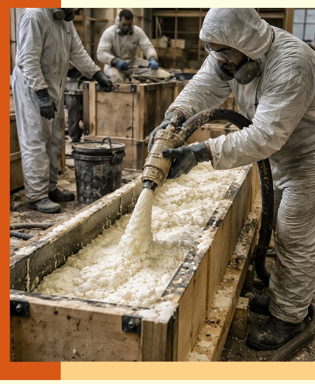 Заливка пенополиуретана в формы для утепления в Новоалтайске