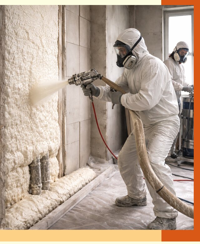 Напыление пенополиуретана в Новоалтайске от 7668 руб./м2 — услуги и монтаж ППУ | ТепломастерНвл