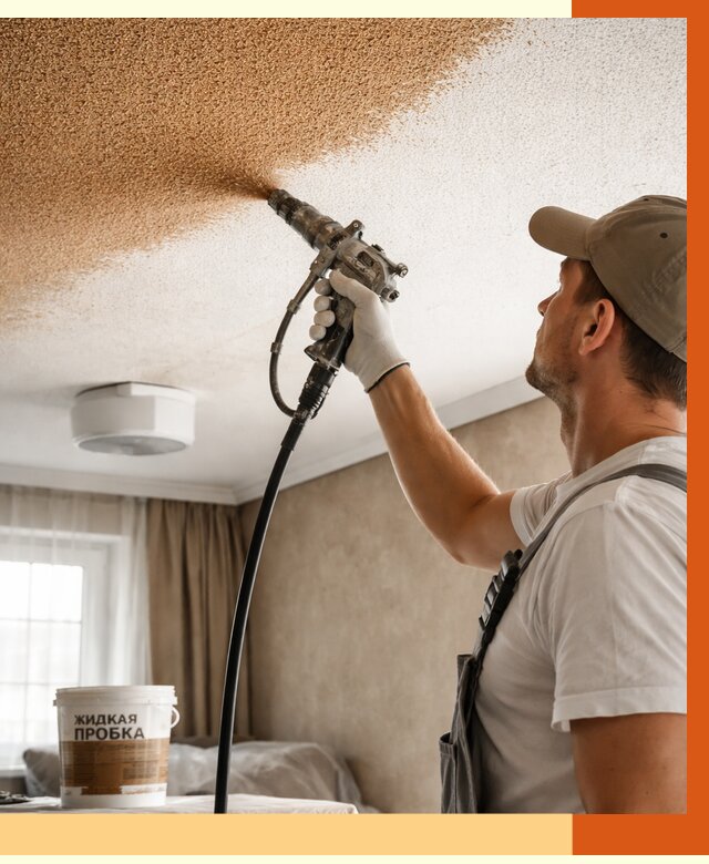 Утепление потолка жидкой пробкой в Новоалтайске от 3578 руб. | ТепломастерНвл