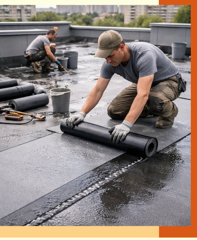 Гидроизоляция плоской кровли в Новоалтайске от 4601 руб./м2 — профессионально | ТепломастерНвл