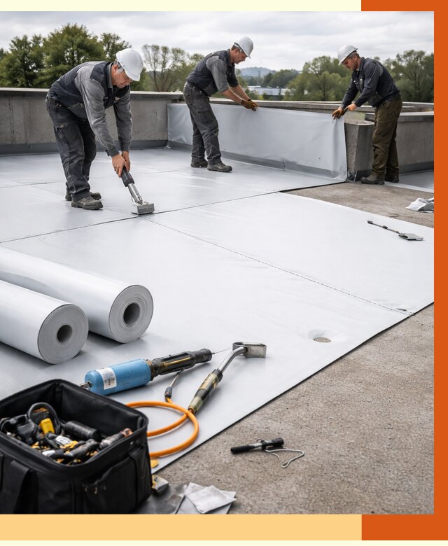 Гидроизоляция мембранной кровли в Новоалтайске от 7668 руб./м² — профессионально | ТепломастерНвл