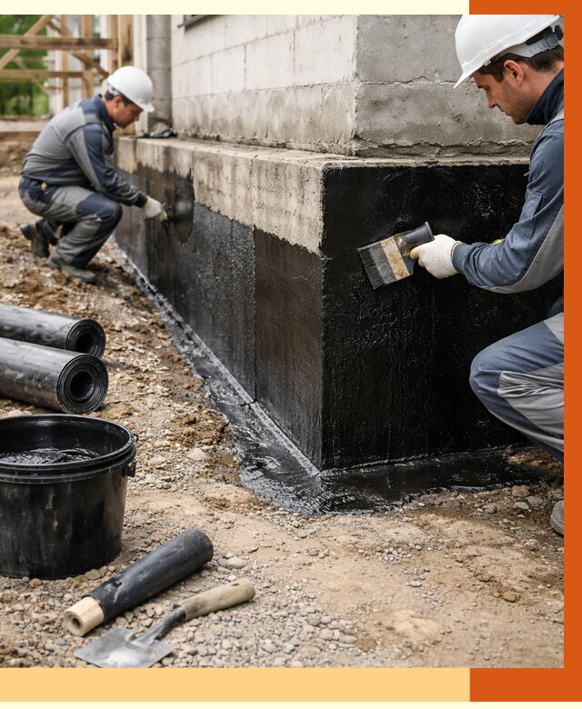 Гидроизоляция фундамента в Новоалтайске от 1278 руб. — профессионально, под ключ | ТепломастерНвл