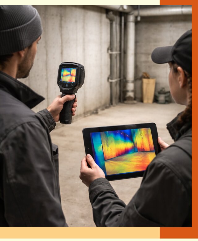 Тепловизионное обследование подвала в Новоалтайске от 4601 руб. — проверка гидроизоляции | ТепломастерНвл